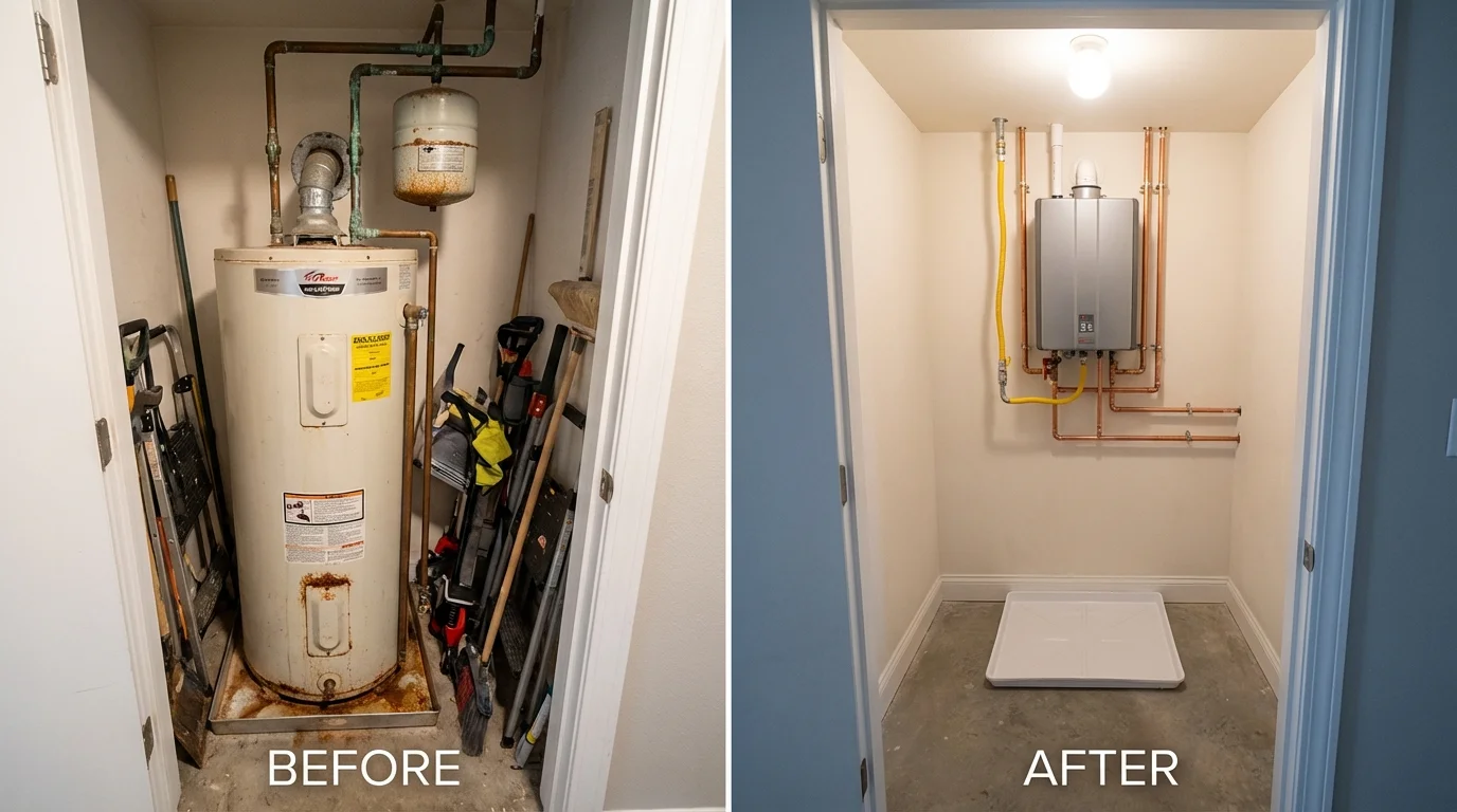 Tank water heater versus wall-mounted tankless unit comparison for Fulton, TX homeowners